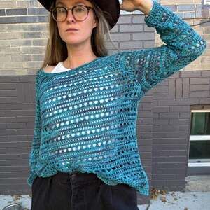 Lucky brand blue crochet sweater